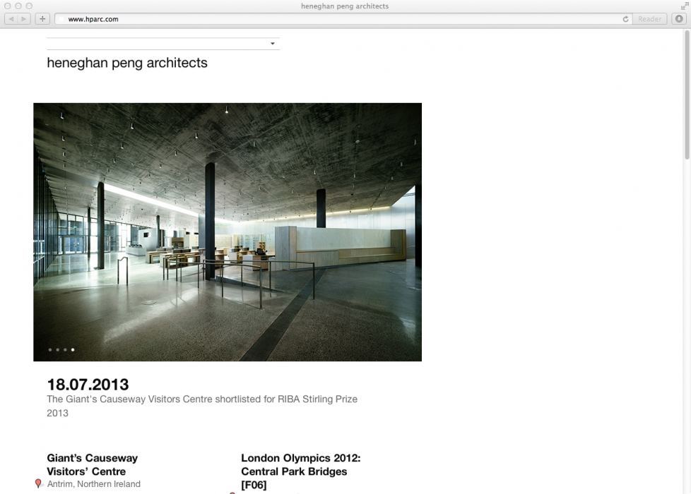 Cover image: heneghan peng architects Website