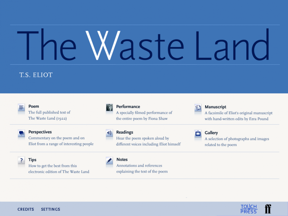 Cover image: The Waste Land iPad